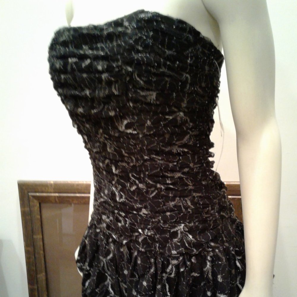 My MICHELLE Strapless Floral Silver Dress Size L